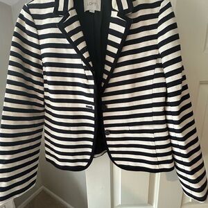 LOFT Women's Striped Blazer in Black and Cream